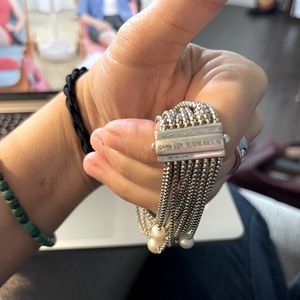 David Yurman - Sterling Silver Multirow Petite Chain Pearl Bracelet